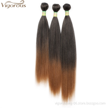 Vigorous Synthetic Hair Weave Silky Straight Hair Bundles with Closure 100% Heat Resistant Fiber Hair Extension for Women